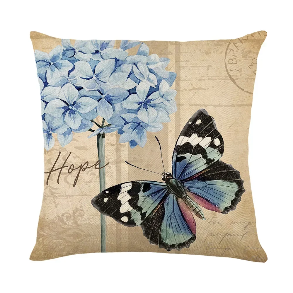 Funda de almohada de Pascua, funda de almohada con forma de huevo de conejo, decoración del hogar de granja de primavera, funda de cojín con flores, pájaros, mariposas, fundas de almohada de Pascua