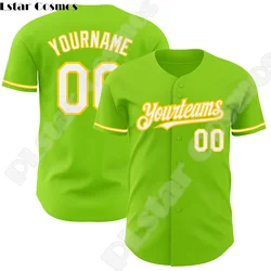 NewFashion Custom Name Team Player Logo Streetwear Drop Shipping 3DPrint Summer Casual Harajuku Funny Baseball Shirts Jersey A3