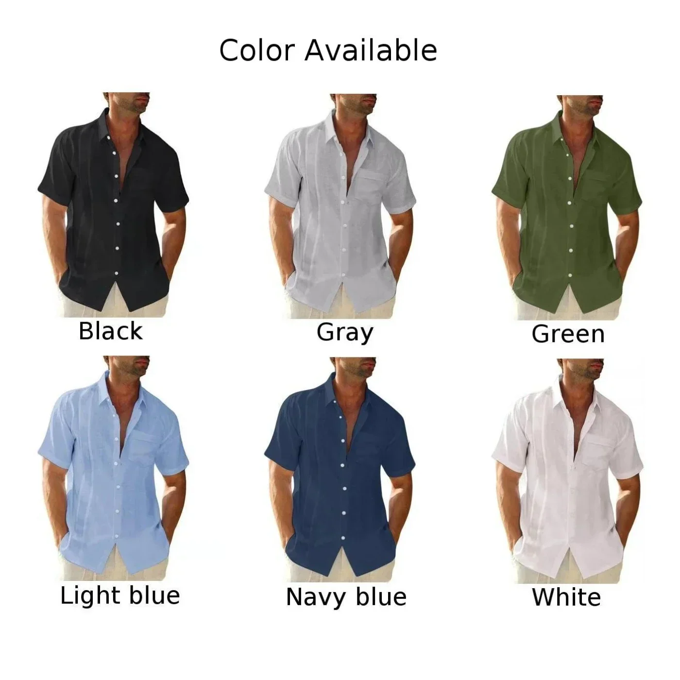 Moda M-2XL vacaciones diarias hombres camisa Tops vestido cómodo ligero fiesta manga corta suave sólido verano