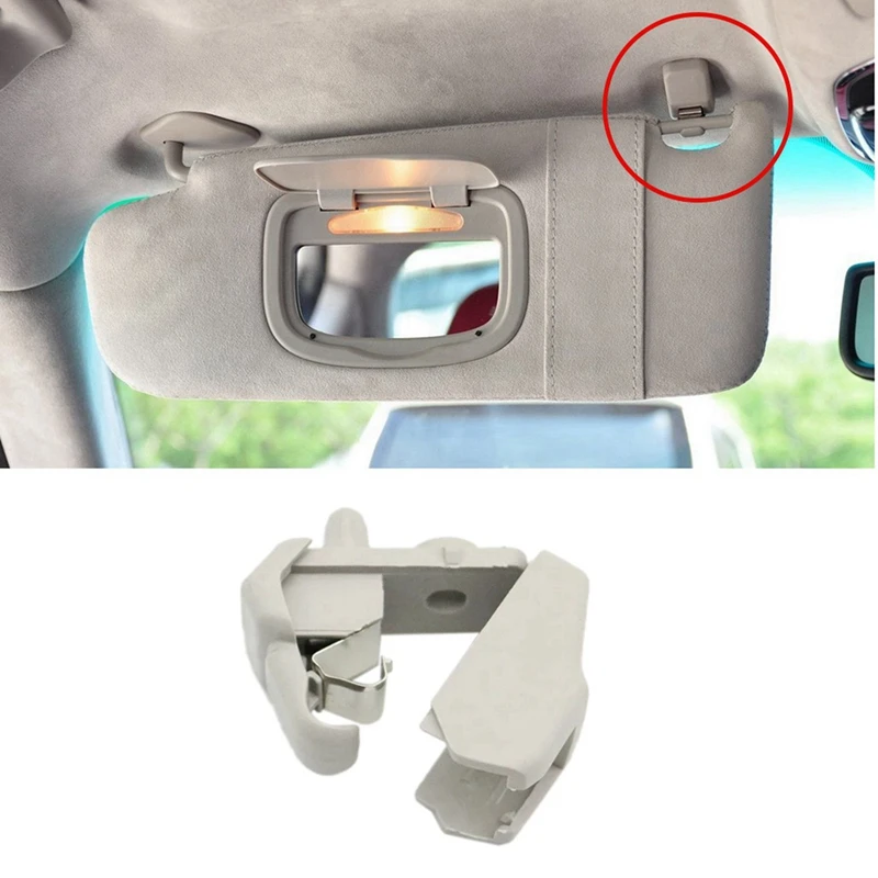 2X Car Interior Accessories Grey Sun Visor Clip Holder Hook Bracket For Maserati Ghibli Quattroporte Levante 2015-2020