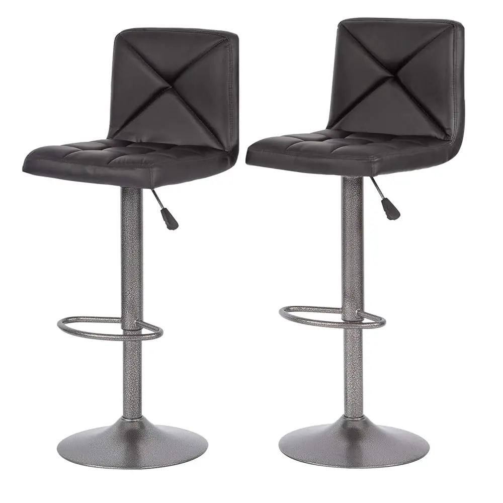 

Set Of 2 Bar Stools Modern Height Adjustable Swivel Barstools Counter Height Swivel Stool Pu Leather Hydraulic Chair Bar Stools