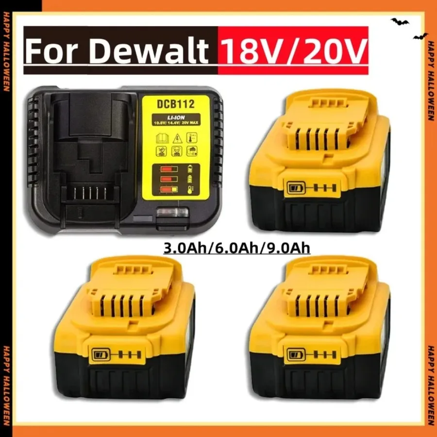 For Dewalt DCB200 DCB184 Series 18V/20V Rechargeable Power Tool Accessories Power Tools, Lithium Battery Replacement + Charger