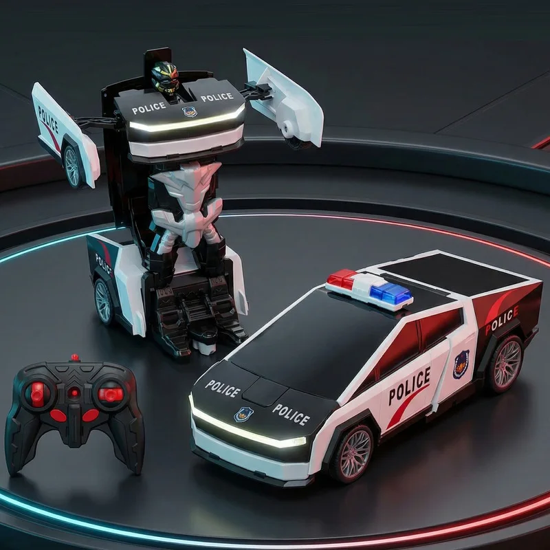 

24G Remote Control Transformer Police Car Six Channel One Click Deformation Shape Shifting Electric Racing Toy Wholesale