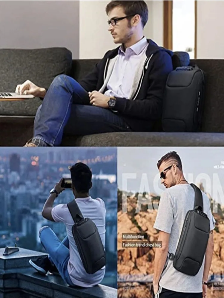 Men's Anti-Theft Lock Crossbody Backpack - usage example