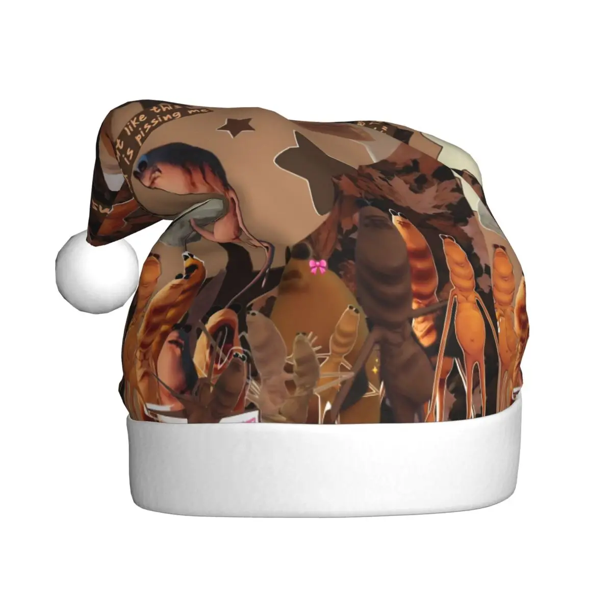 Marcus The Worm Funny Meme Anime Cartoon Christmas Hat for Adult Men Women Santa Hat Cap Xmas Gifts