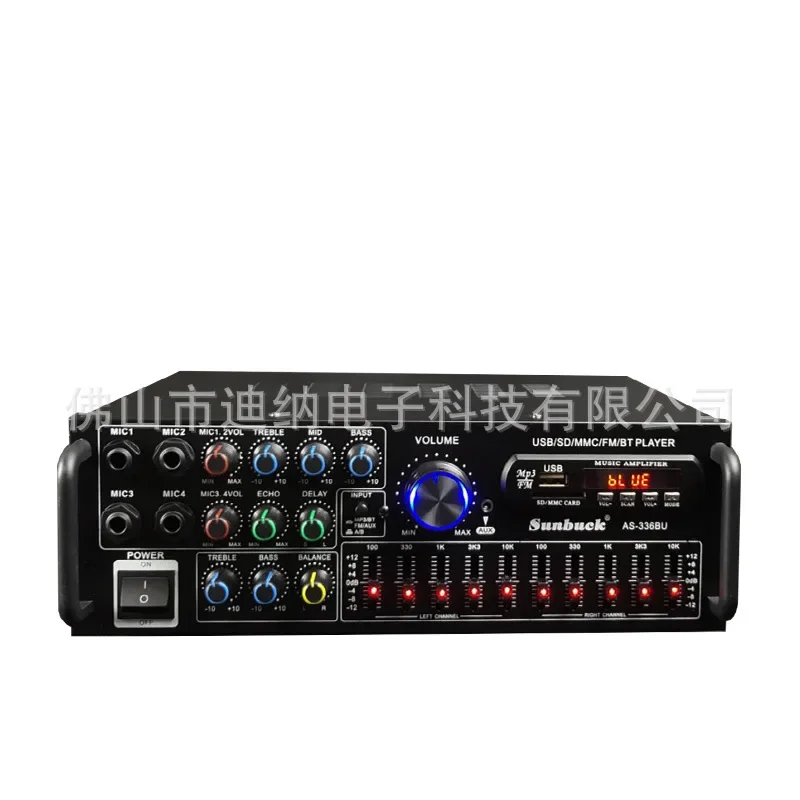 High power Bluetooth car power amplifier EQ balanced 12V220V amplifier Home outdoor karaoke power amplifier