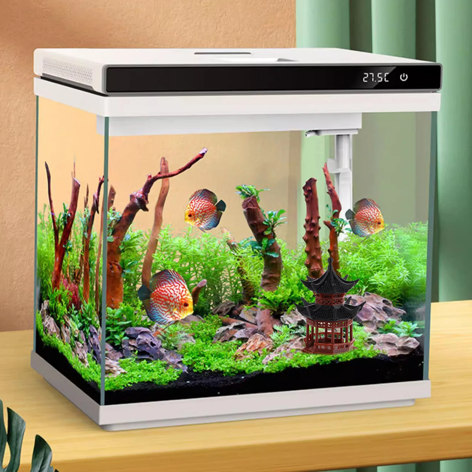 Mini Pagode Pavilhão, Acessórios para Jardim Asiático, Decoração de Micro Paisagem, Torre de Pagode Chinesa, Ornamento para Aquário e Jardim Zen