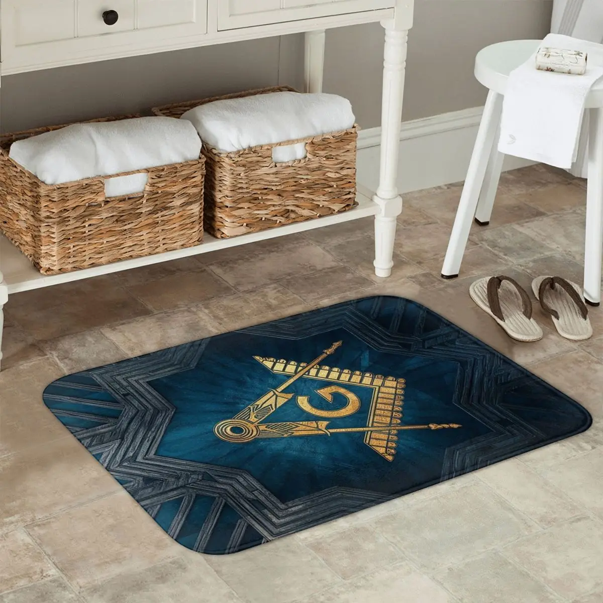 Masonic Mason Freemason Non-slip Doormat Floor Mat Water oil proof Carpet Rug for Kitchen Entrance Home Balcony Footpad Mats