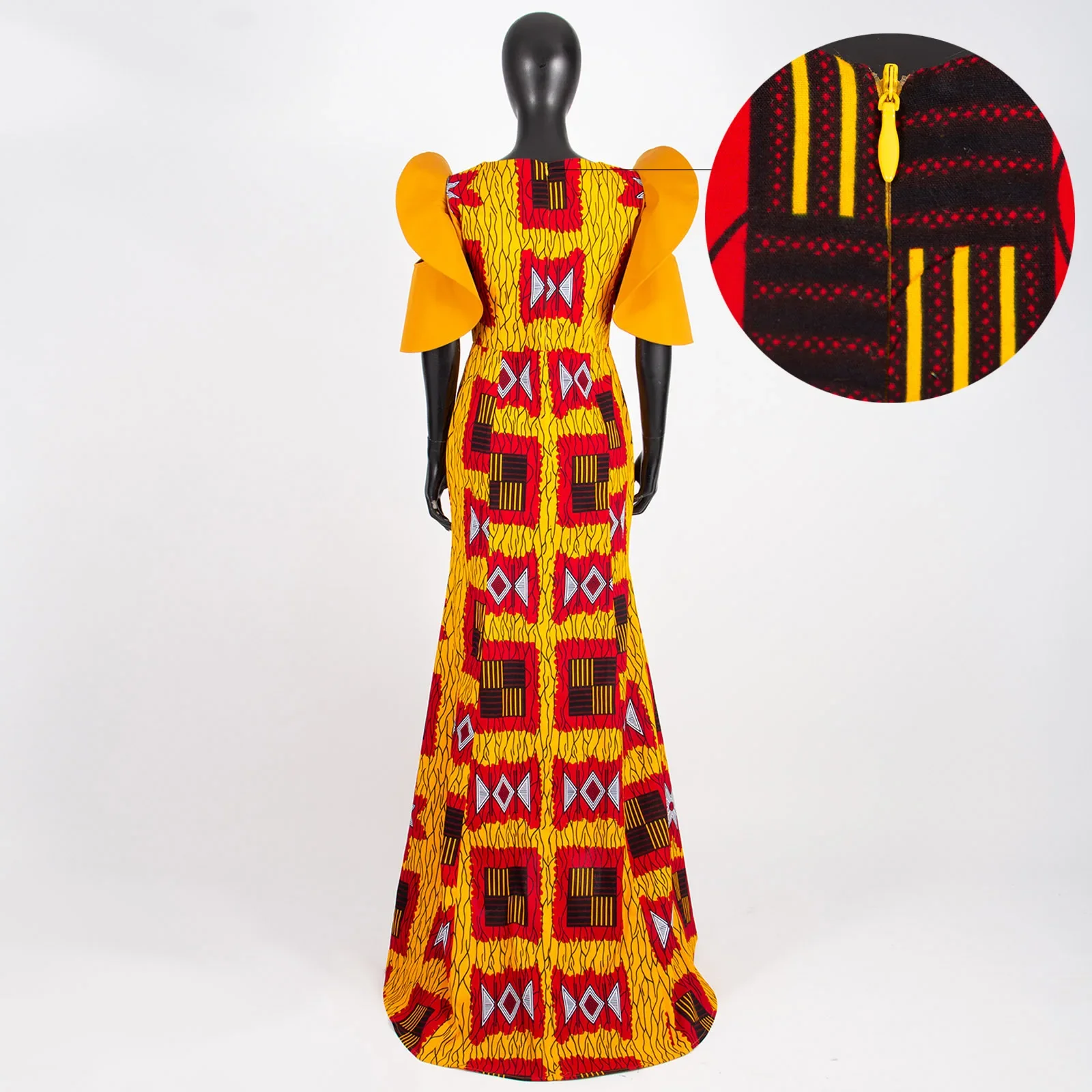 African Dresses for Women Flare Sleeve High Waist Maxi Dress Bodycon Dress Vintage Elegant Dashiki Print Party Evening A2225008