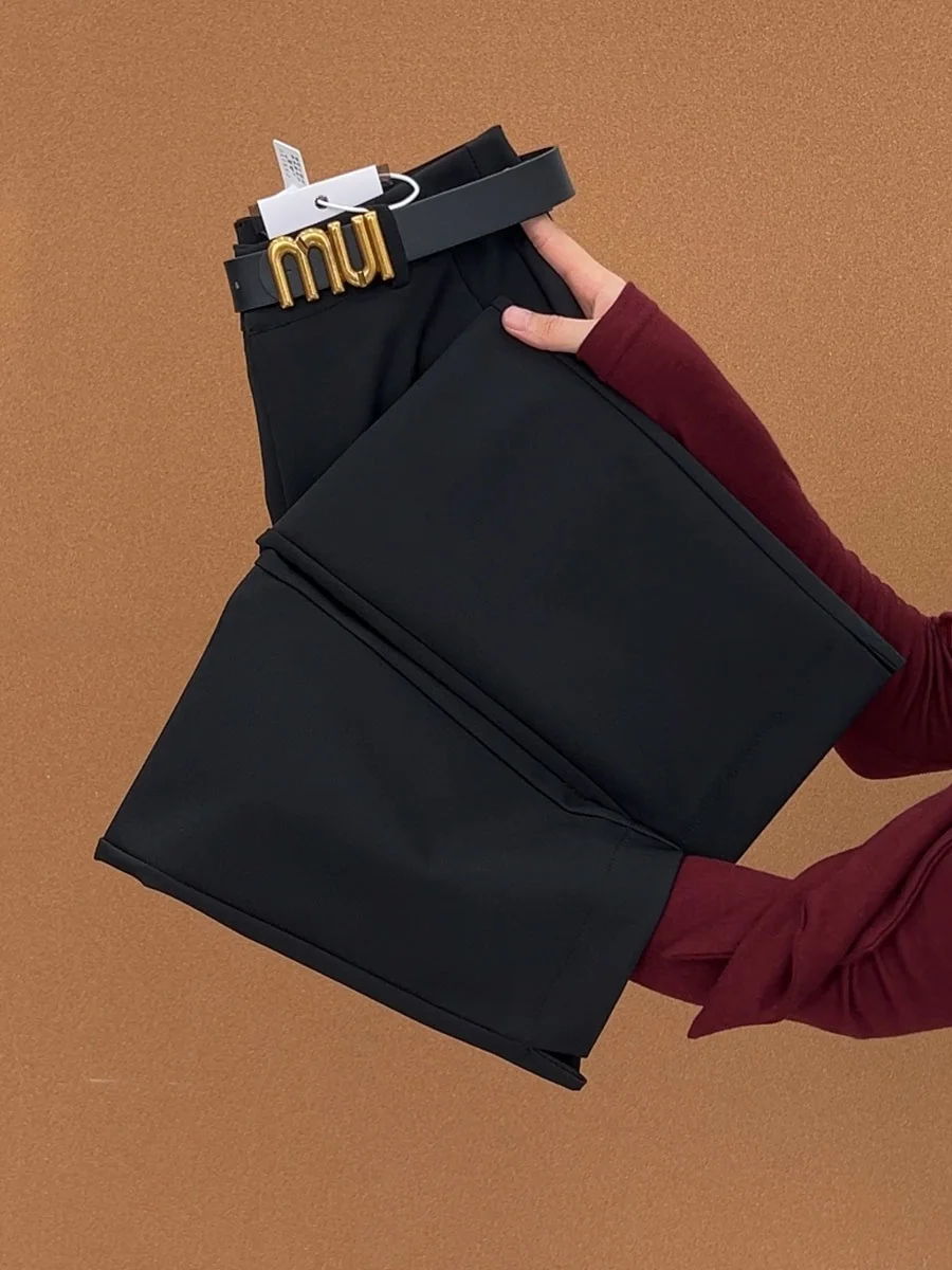 

Брюки Bla с высокой талией, прямые, повседневные, для офиса, свободного кроя, эластичные, длиной 90 см, женские