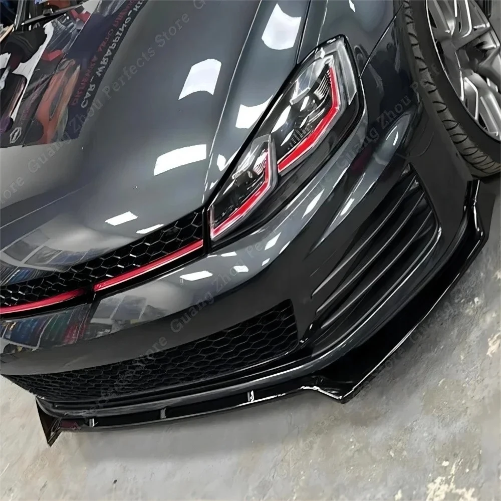 

Спойлер-диффузор Maxton Style Gloss Black для переднего бампера VW Golf 7 7.5 GTI GTD R R-Line 2013-2020, защита бампера