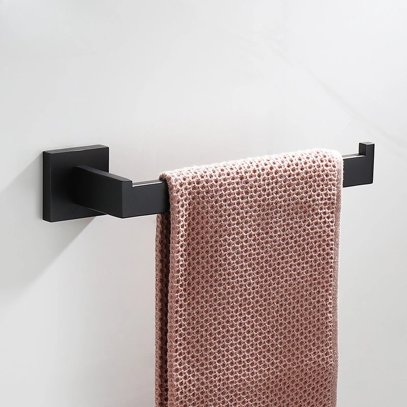 

304 Stainless Steel Square Towel Ring Bar Bathroom Hanging Rod Black Towel Rack