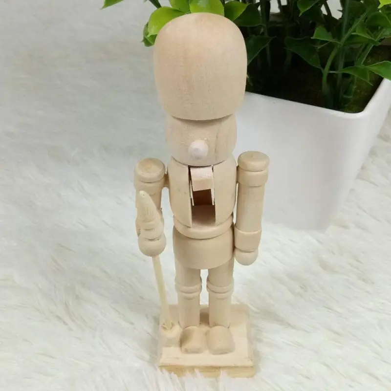 6Pcs/set Wooden White Embryo Nutcracker Doll Soldier Miniature Figurines Handcraft DIY Puppet Ornaments Home Decor Toy