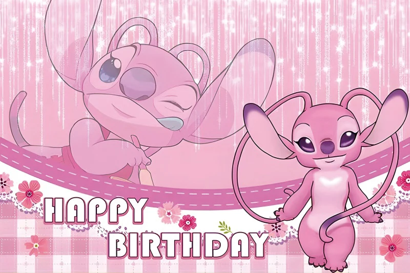 Latar belakang malaikat Disney Lilo dan Stitch untuk dekorasi pesta ulang tahun dekorasi anak laki-laki atau perempuan jenis kelamin memunculkan latar belakang kustom