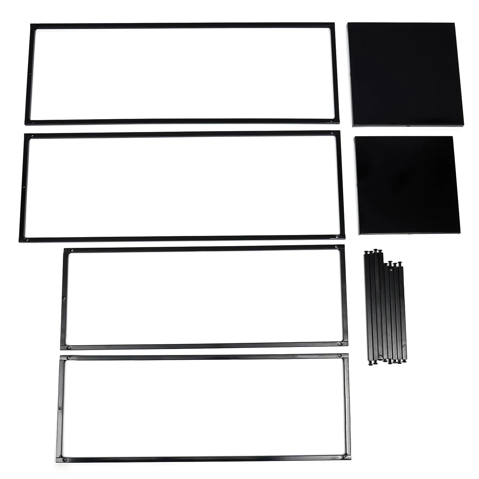 2Pcs Tall Plant Stand Wedding Flower Rack Pot Holder Modern Square Plant Table Black Metal Pedestals Stand Flower Shelf Rack