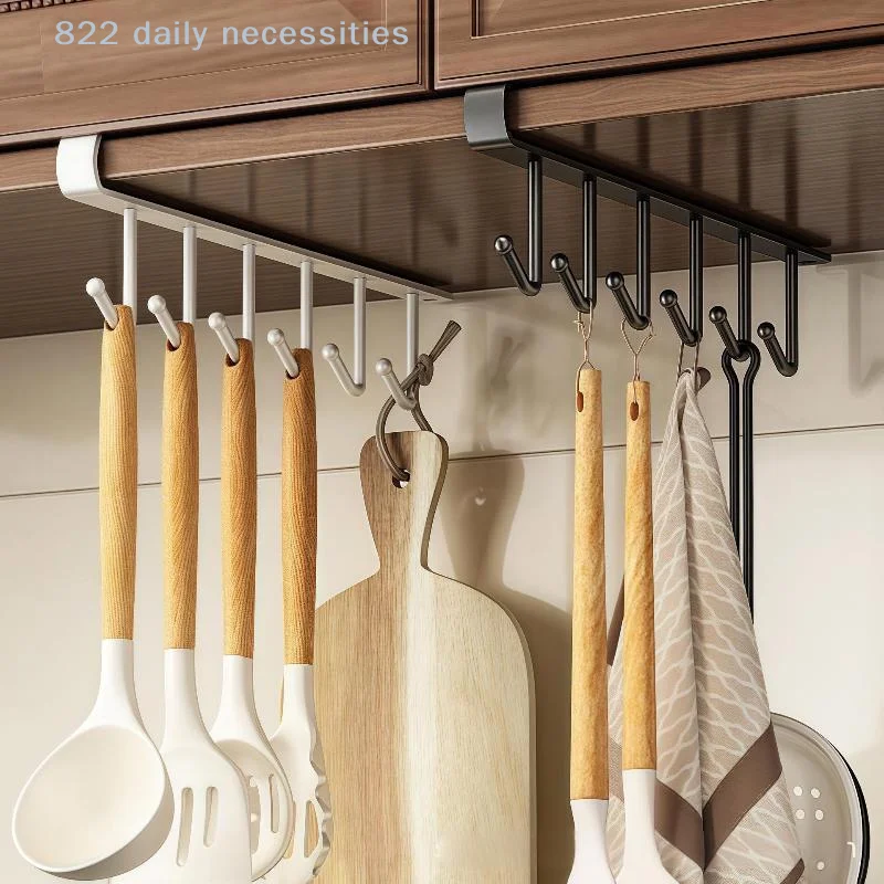 convenient1PC iron hook Kitchen Storage Rack 6 Hooks Wall Hanging Organizer Cup Mug Holder For Home Kitchen Bathroom view 5