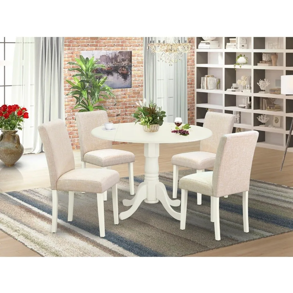 Dining Room Sets,5 restaurant sets, 1 hanging leaf round table, 4 linen chairs, 42x42 inches,Dining Room Sets.