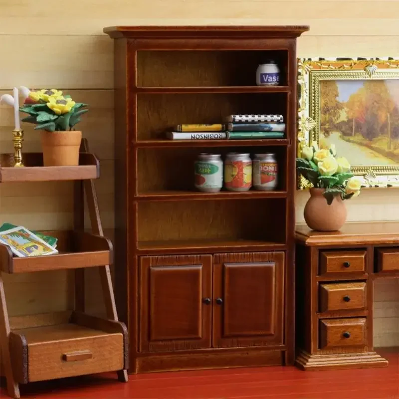 Tủ Gỗ Hình Mẫu Có Cửa Làm Việc Tỉ Lệ 1/12 Nhà Búp Bê Trang Trí Thủ Công Dự Án Cảnh Thiết Lập Phụ Kiện 15UB