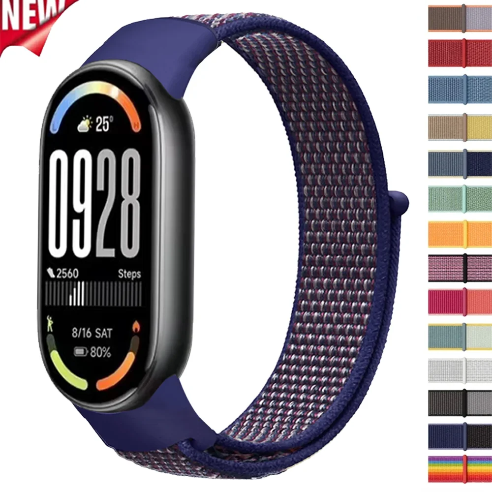 Sport-Nylon-Schlaufenarmband für Xiaomi Mi Band 10, Smartwatch-Armband, Armband Correa für Mi Band 8 9, atmungsaktives Armband-Zubehör