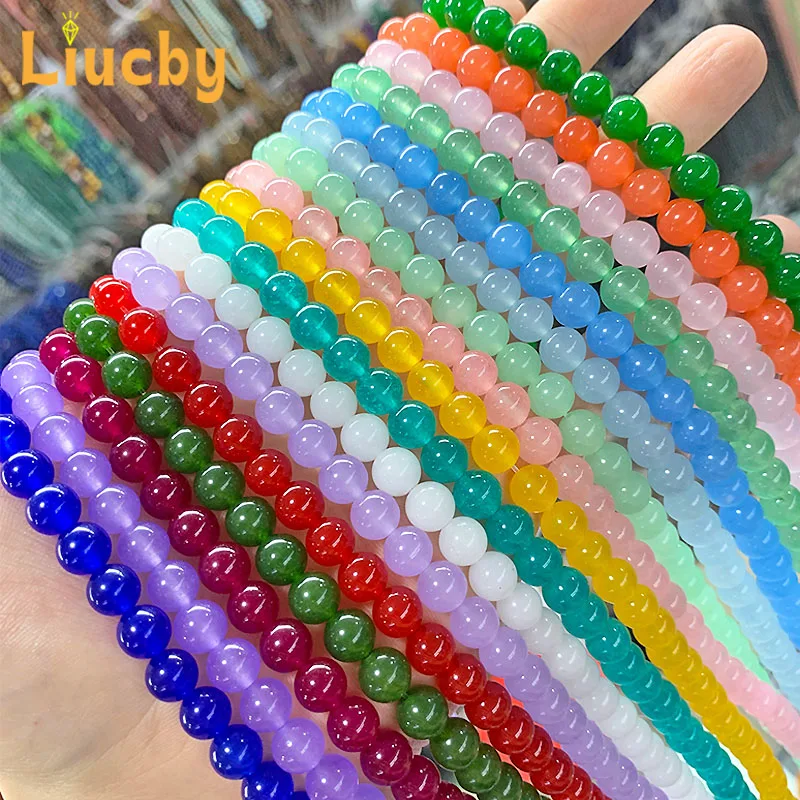 Natürliche Chinesische Jade Chalcedon Stein Glatte Perlen Für Schmuck Machen DIY Armbänder Halskette Ringe Zubehör 4/6/8/10/12/14MM – Detail 5