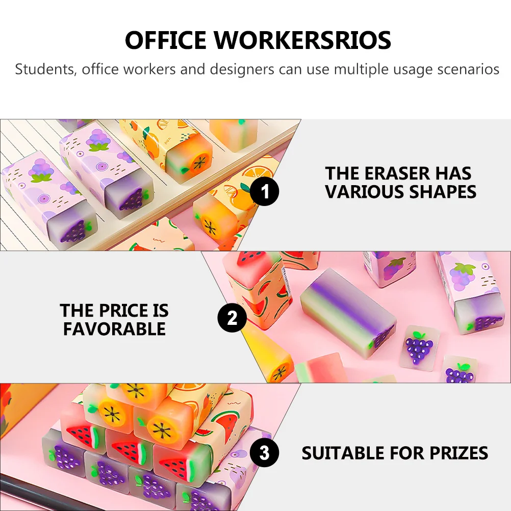 18Pcs Fruit Style Erasers Flower Design Pencil Erasers for School Office Student Gift Stationery School Eraser