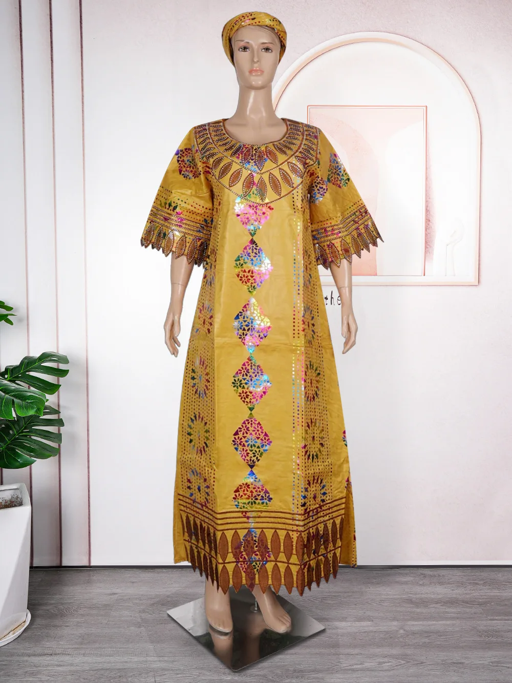 

2024 Dashiki African Dresses for Women Summer Autumn 3/4 Sleeve Plus Size Long Maxi Dress Gowns Kaftan Africa Clothing Outfits