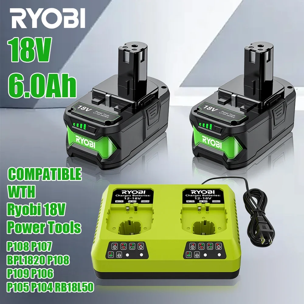 

Ryobi Tools P102 P103 P104 P105 P107 P108 P109 ONE + Сменный литий-ионный аккумулятор для инструментов, новый аккумулятор Ryobi 18 В 6,0 Ач