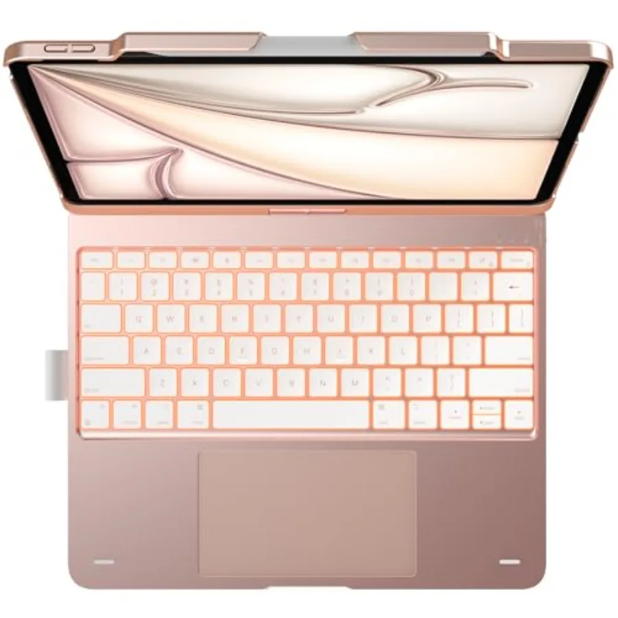 

Keyboard Case for iPad Air 13-inch M4/M3/M2 2026/2025/2024 : Multi-Touch Trackpad 360 Rotatable 11-Colors Backlit Wireless Cove