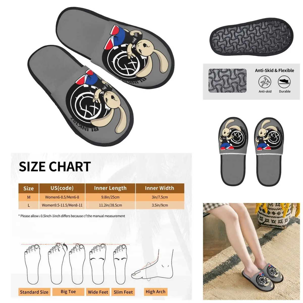 Blink 182 One More Time Men Women Furry Cosy Color printing special Home Neutral slippers pantoufle homme