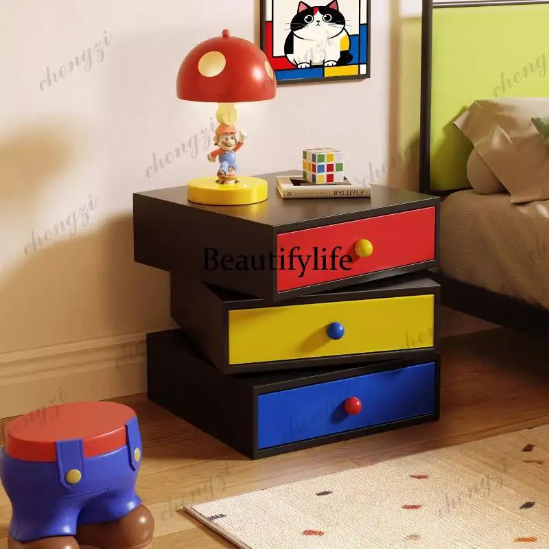 A68 Drawer Wood Nightstands Retro Classic Designer Storage Safe Bedroom Nightstands Bedside Vintage Mesa De Cabeceira Furniture