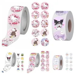 Autocollants Sanurgente Kawaii Hello Kitty Melody Kuromi Cinnamoroll, décalcomanies graffiti pour bagages, jouet pour enfant, autocollant de décoration, cadeau, 500 pièces par rouleau