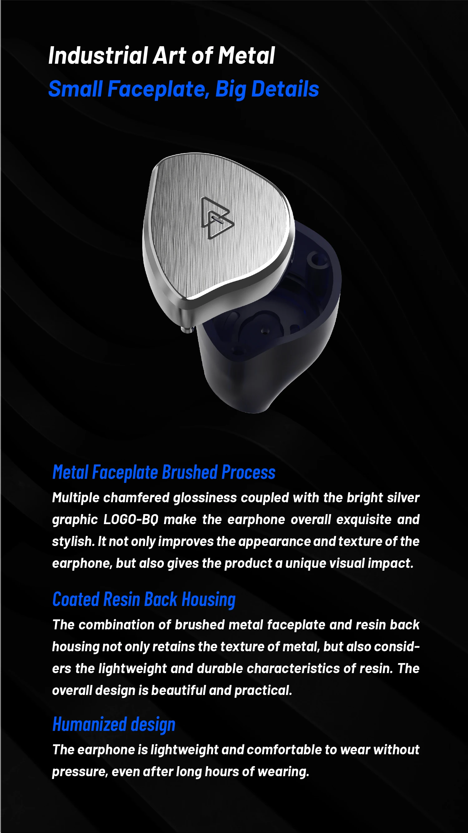 BQEYZ BQ10 12 mm PET-In-Ear-Kopfhörer mit dynamischem Treiber, HiFi-Kabelgebundene IEM-Gaming-Ohrhörer, 0,78 mm, 2-poliges, abnehmbares, versilbertes OFC-Kabel – Detail 8