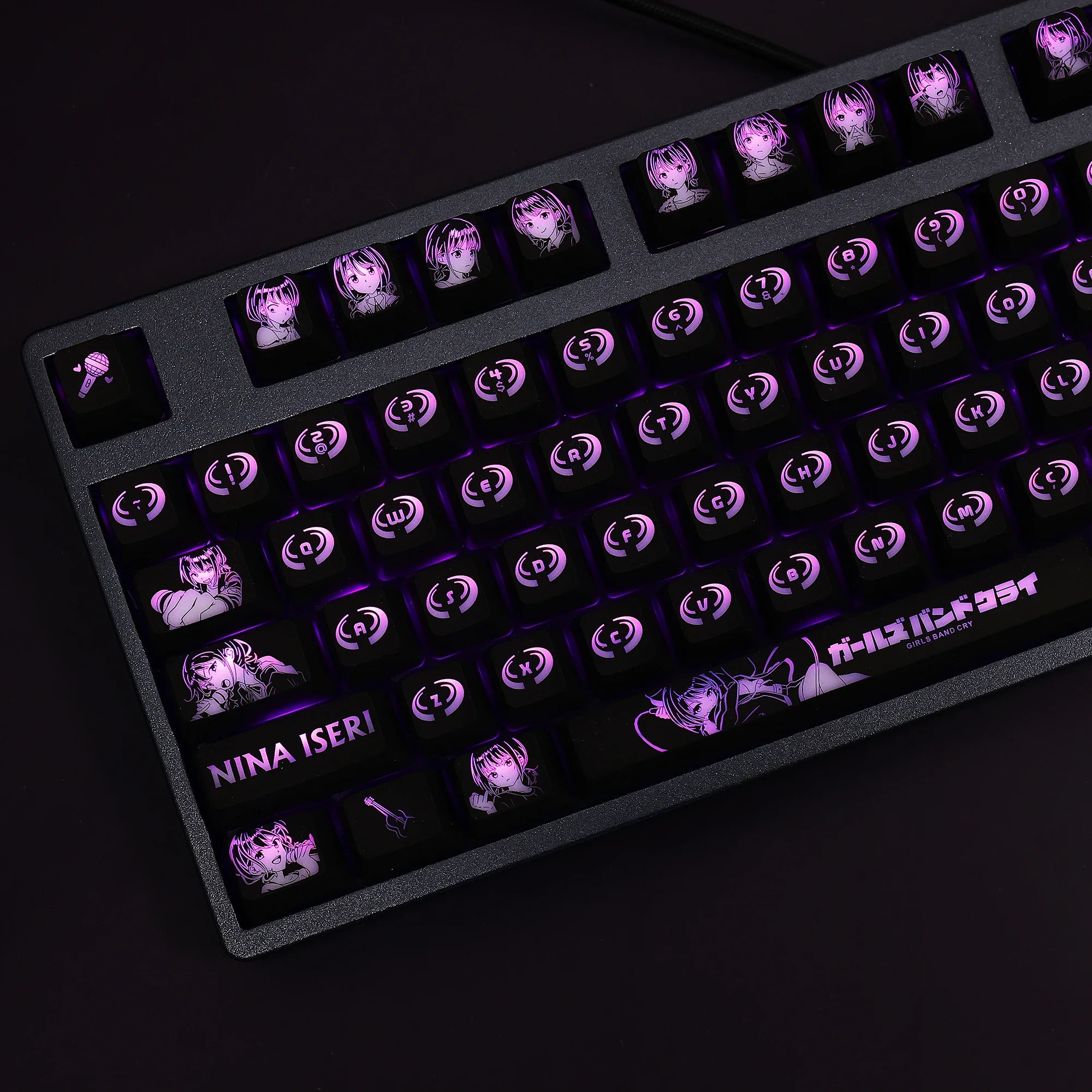 104 Keys Iseri Nina GIRLS BAND CRY Anime DIY Custom DIY Backlit Keycaps Coating for Mechanical Keyboard Corsair K70 Razer Cherry