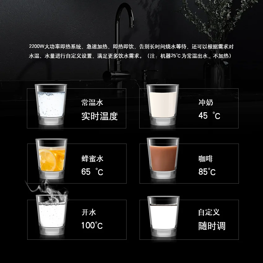 New generation of boxless pipeline self-priming direct drinking machine large screen speed purifier instant hot pipeline machine