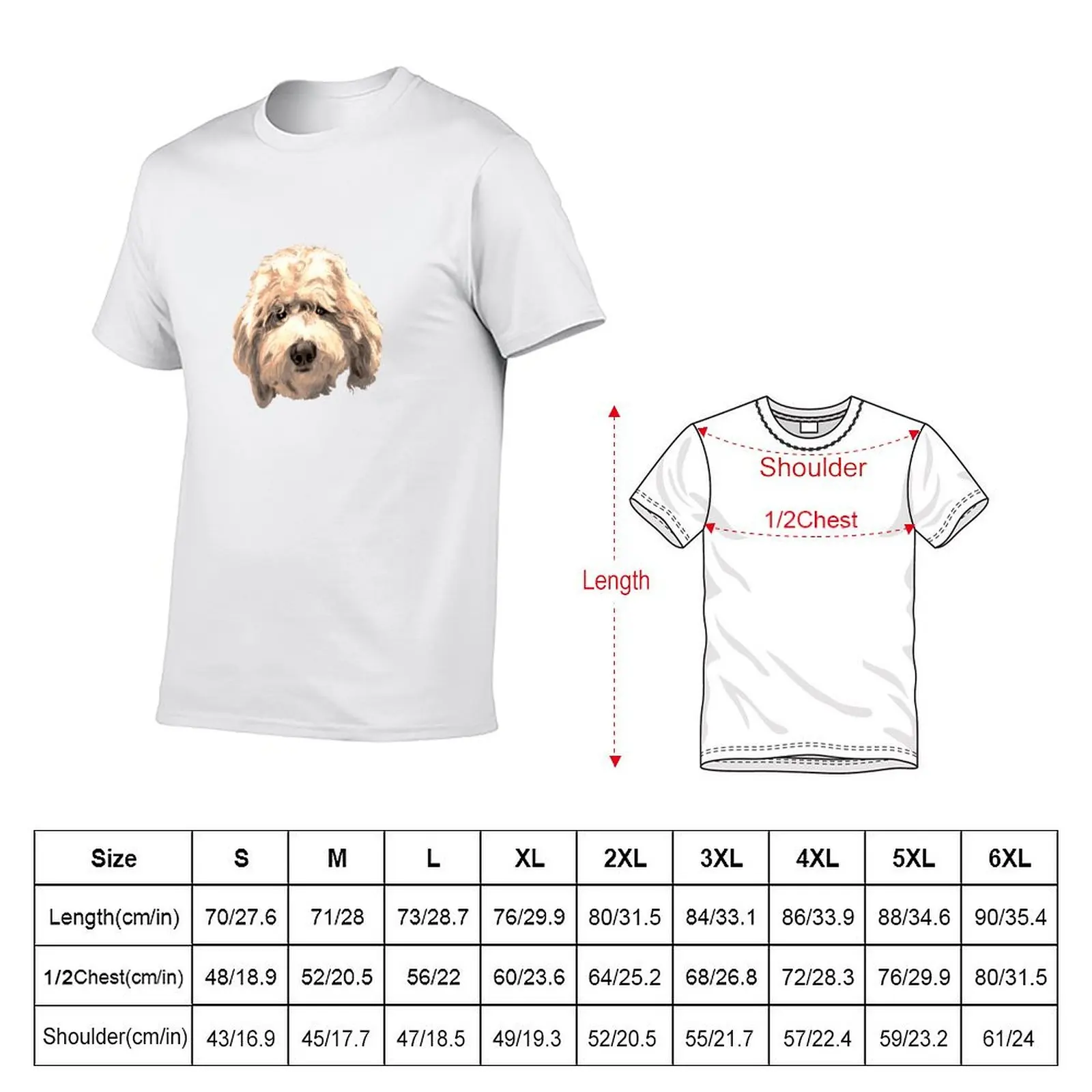 Lucky Labradoodle Face ~ Golden T-Shirt Relaxed Casual Short Sleeve Tee