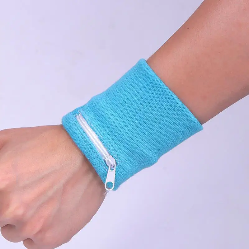 Wristband With Zipper For Storing Keys Change For Absorbing Sweat Wiping Sweat Wrist Guard For Basketball Running Fitness Sports