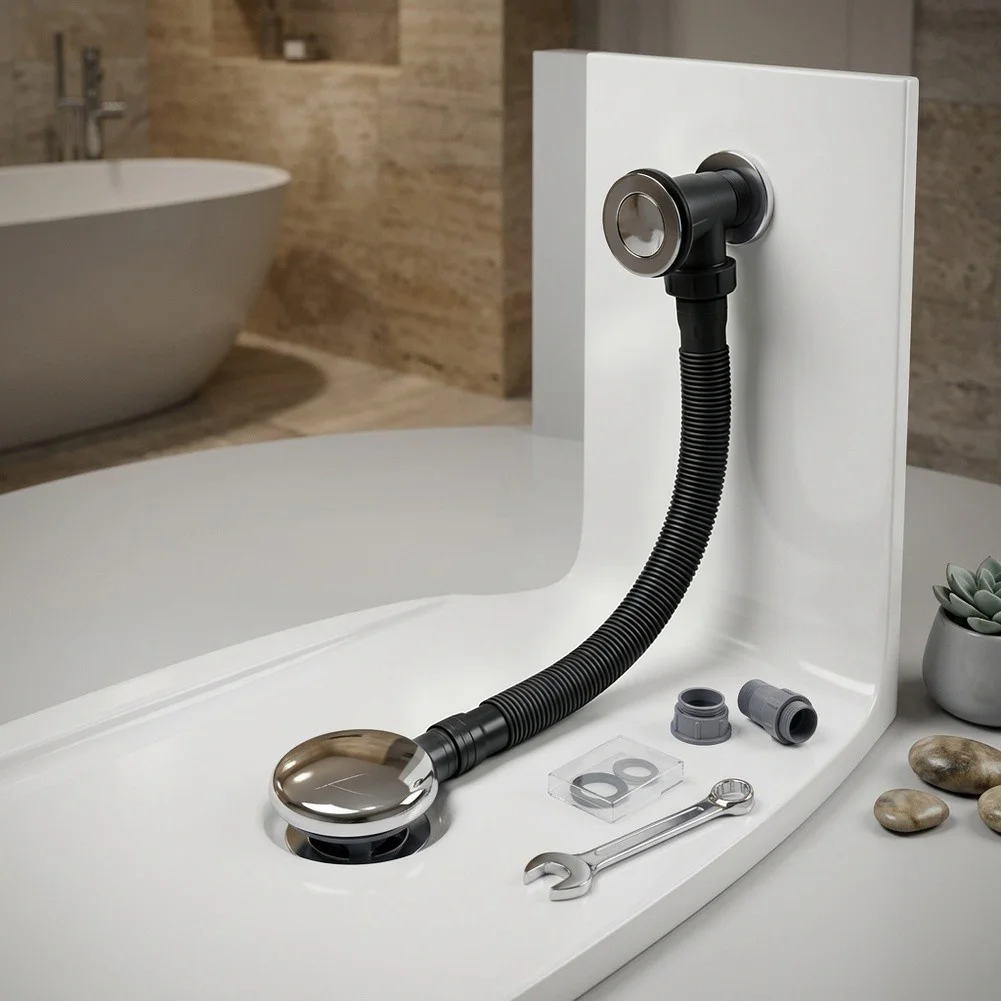1pc Black Copper Alloy Bathtub Drain And Overflow Kit With Mechanism For G1 2 Inch Sink Hole Bathroom Plumbing Accessories