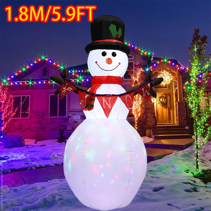 

Christmas Inflatable Decorations Toys Flag Snowman Built-in LEDs Inflated Mdodel Xmas Outdoor Ornament New Year Garden Decor
