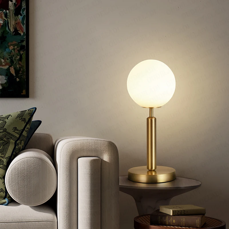 Glass Ball Table Lamp Luxurious Living Room Office Bedroom Bedside Light Night Postmodern Reading Lamp Home Decorative