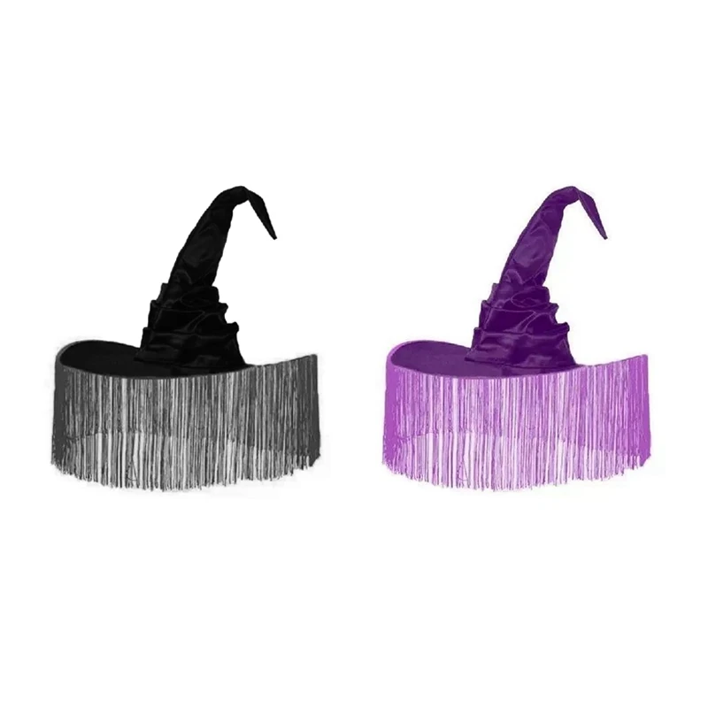 

Шляпа ведьмы с широкими полями, остроконечная шляпа, кривая шляпа волшебника для праздников, косплея, карнавала, украшения на Хэллоуин