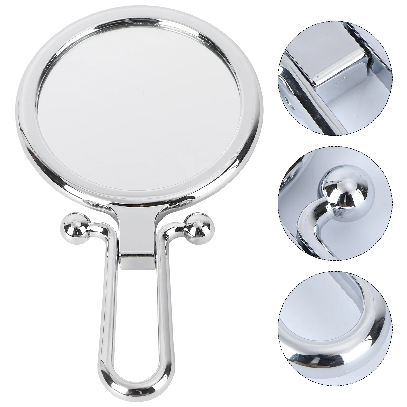 1Pcs Folding Round Portable Makeup Mirror Silver Small Lightweight Chic Compact Clear Mirror for Travel Home Salon Use