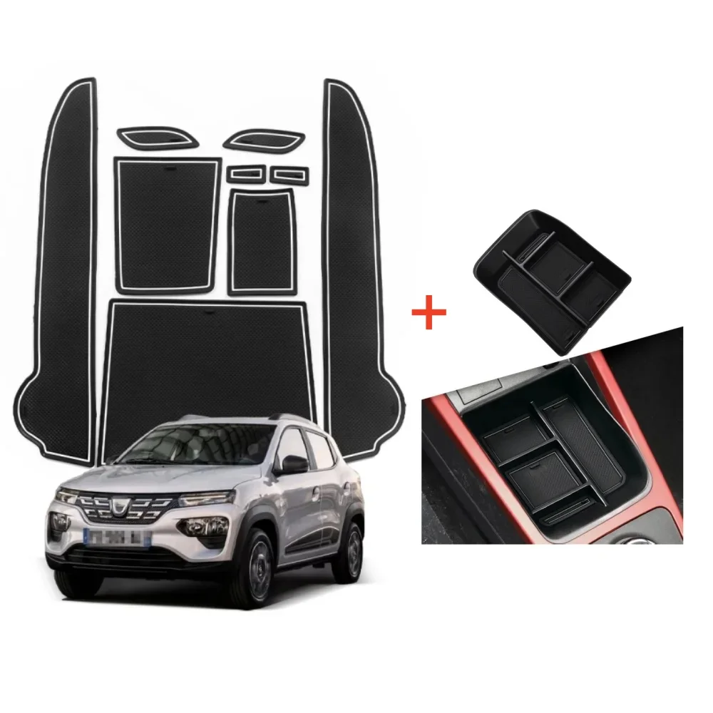 for Dacia Spring 2021 2022 2023 Anti-Slip Gate Slot Mat Interior Accessories Non-Slip Door Groove Pad Center Console Storage Box