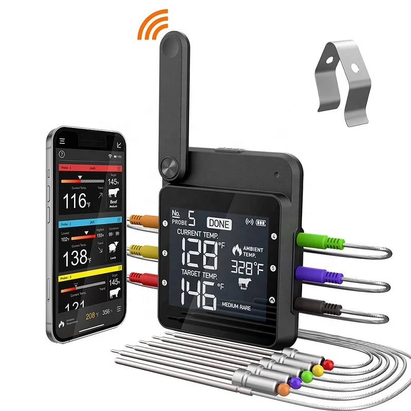 WiFi Meat Thermometer for Oven, Grill Rack Thermometer Support Ambient Temperature Probe