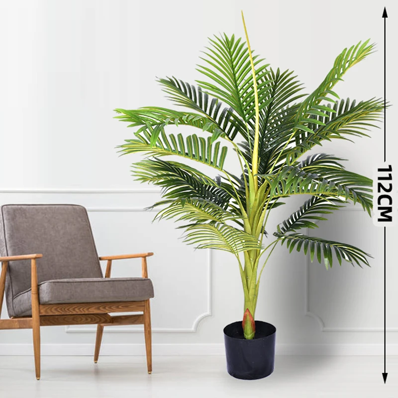 

Artificial Palm Plant 112cm/44inch Potted Fake Palm Tree with Heavy Base for Indoor Outdoor Modern Home Office Decoration