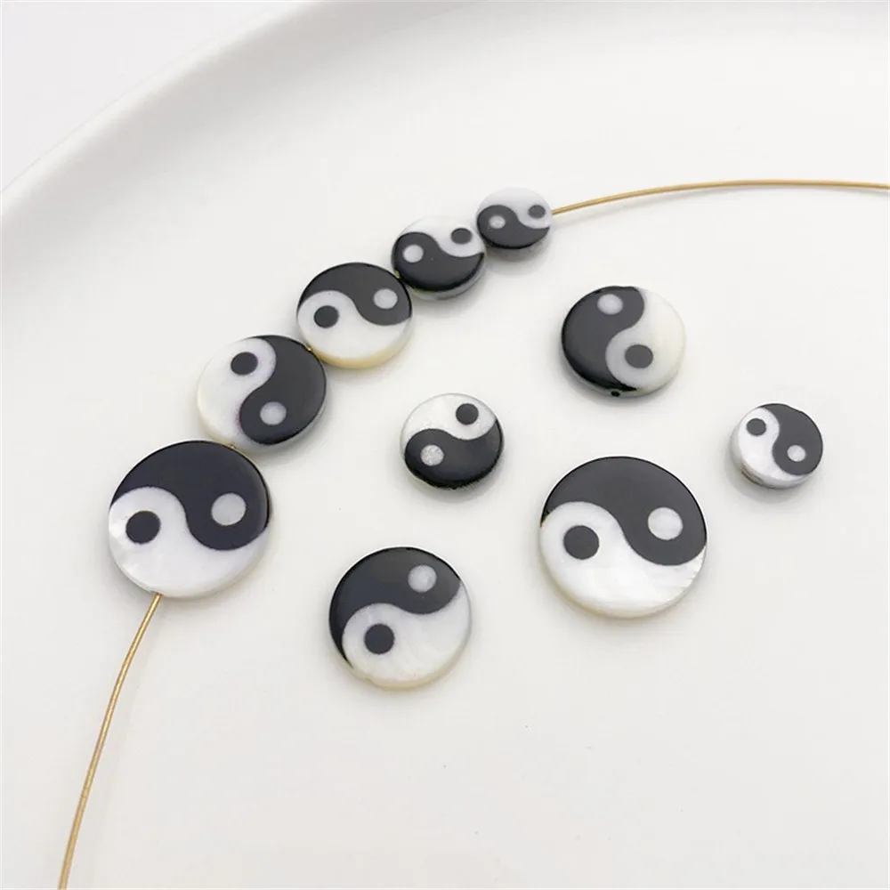 Natural Shell Bagua Diagram Straight Hole Beaded Beads Scattered Beads Diy Beaded Bracelet Necklace Jewelry Material Accessories