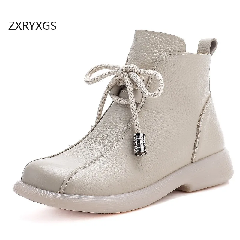 

ZXRYXGS Весенние одинарные ботинки из воловьей кожи, удобные женские ботинки на мягкой подошве, 2026, новые модные осенне-зимние ботинки, модная обувь