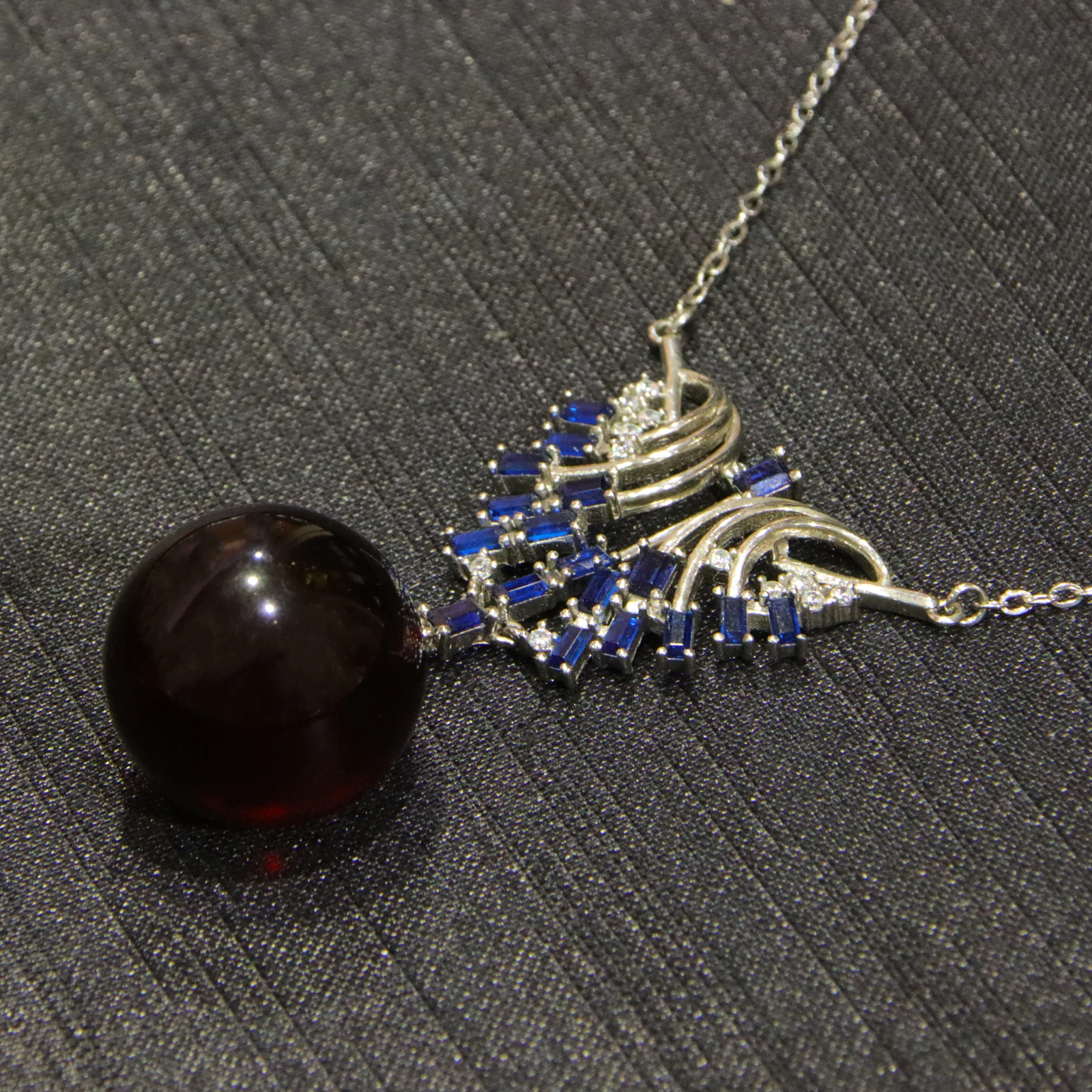 Natural Burmese Violet Amber Pendant 17mm Round Sterling Silver Handmade Jewelry Gift for Women