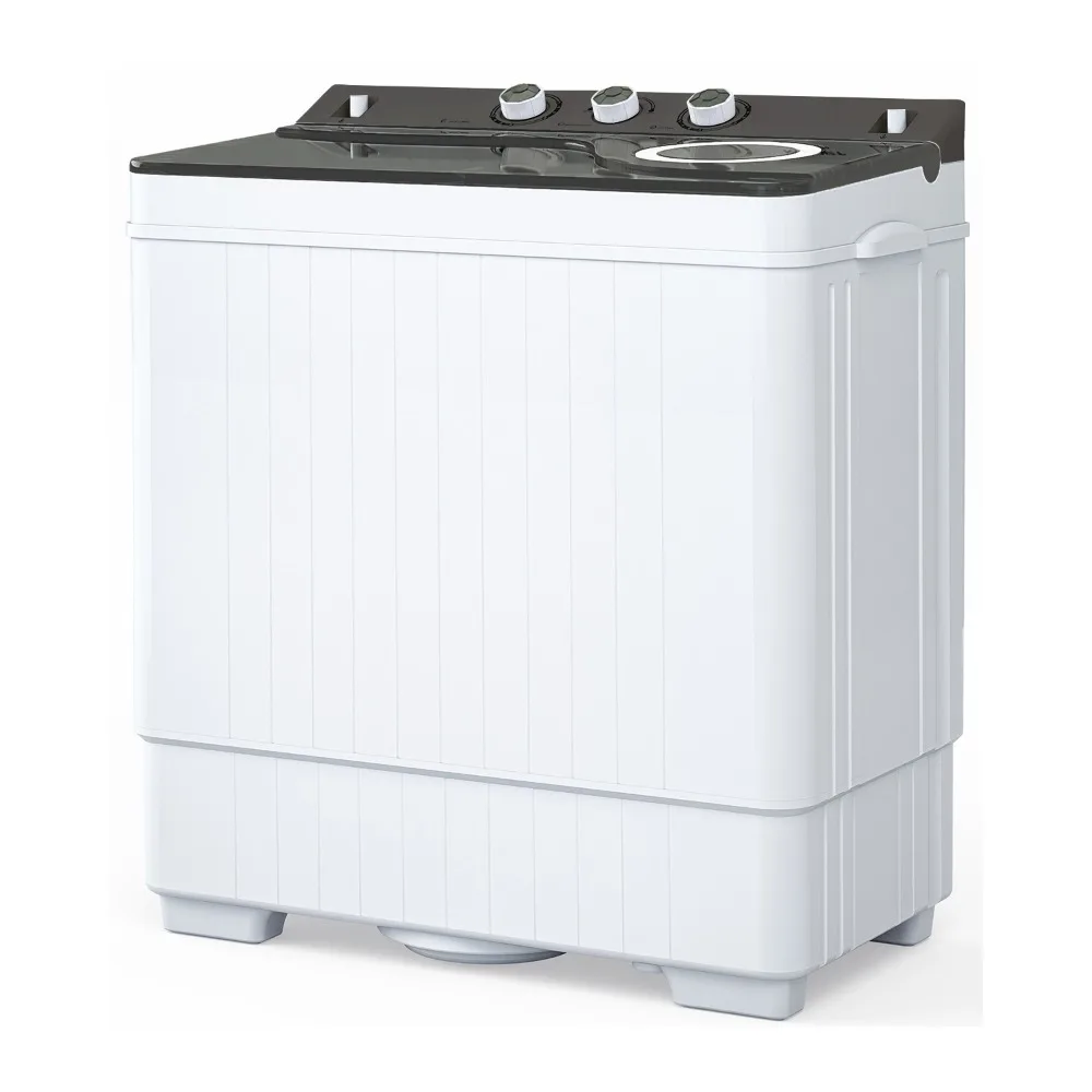 

Portable Washing Machine Twin Tub with Built-in Drain Pump 26Lbs Semi-automatic Washer