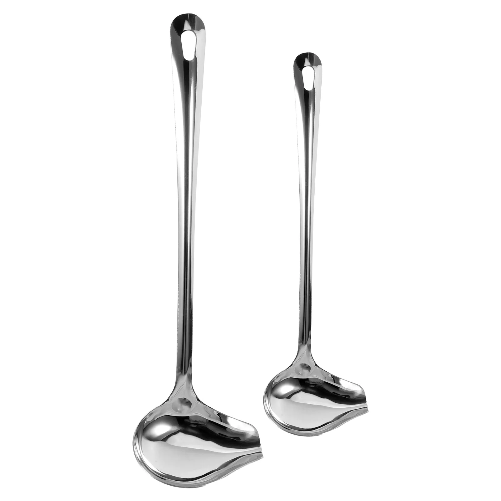 

2pcs Stainless Steel Sauce Spoons Restaurant Gravy Ladle Kitchen Scoops Oil Spoons Soup Serving Spoon Long Handle Easy