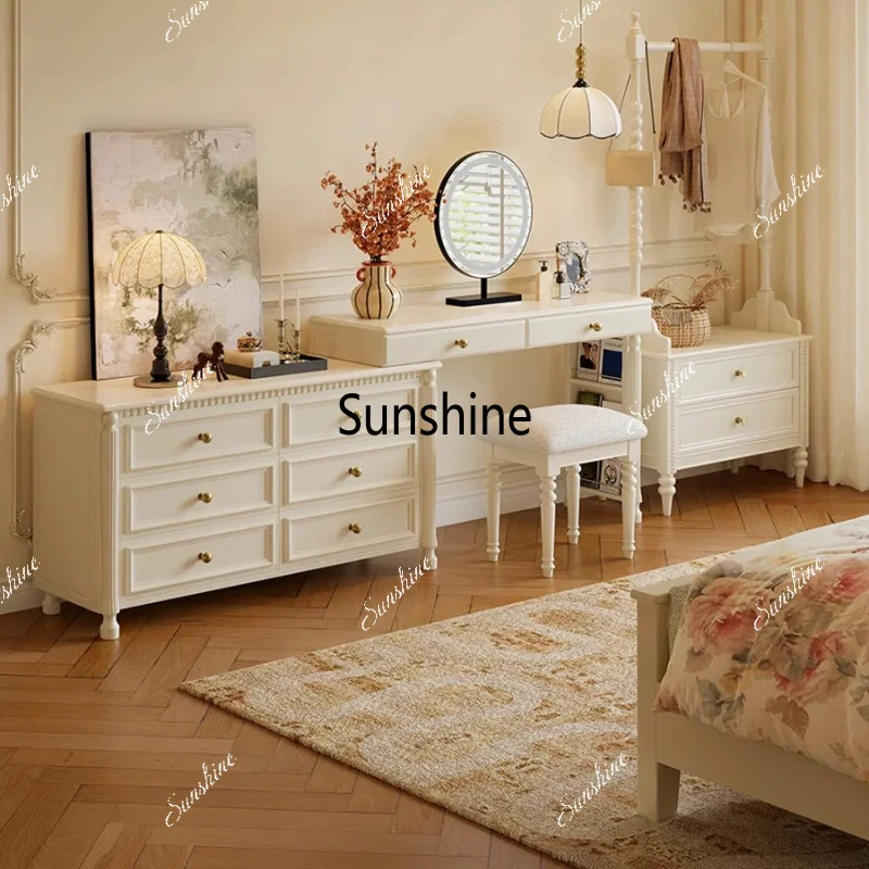 Furniture master bedroom light French white solid wood makeup table small apartment